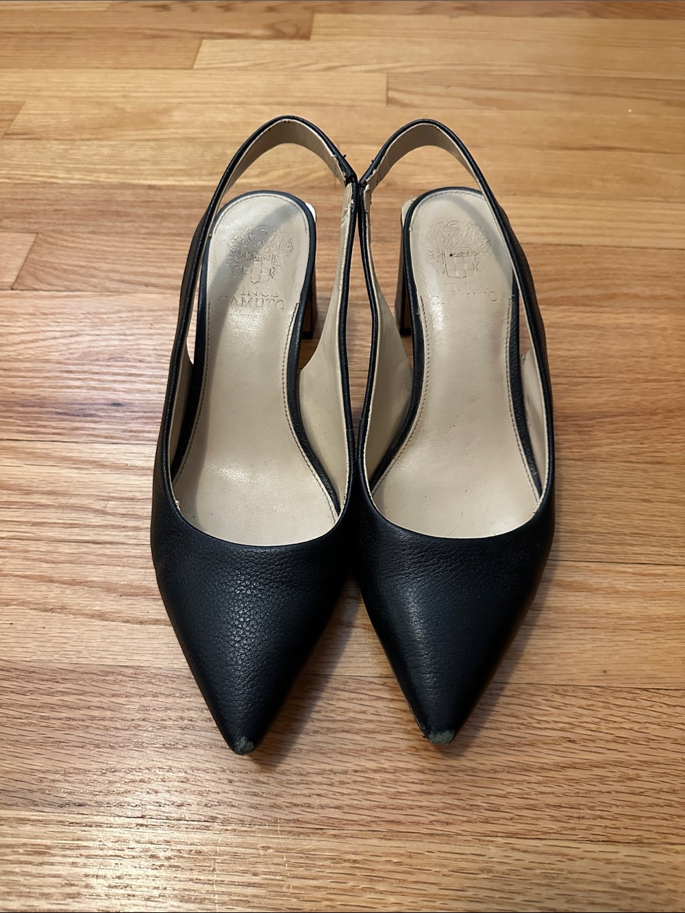 Vince Camuto Black Pointed Slingback Heels